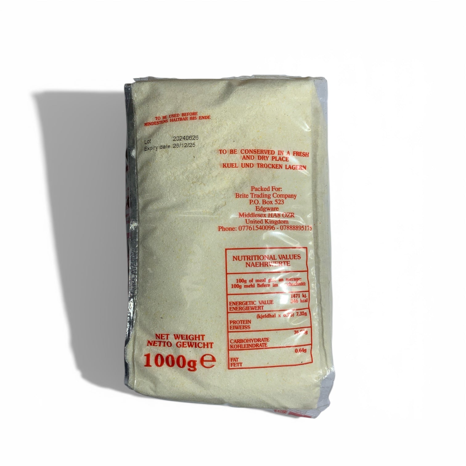 White Fine Maize Meal (feines Maismehl) – 1.000 g