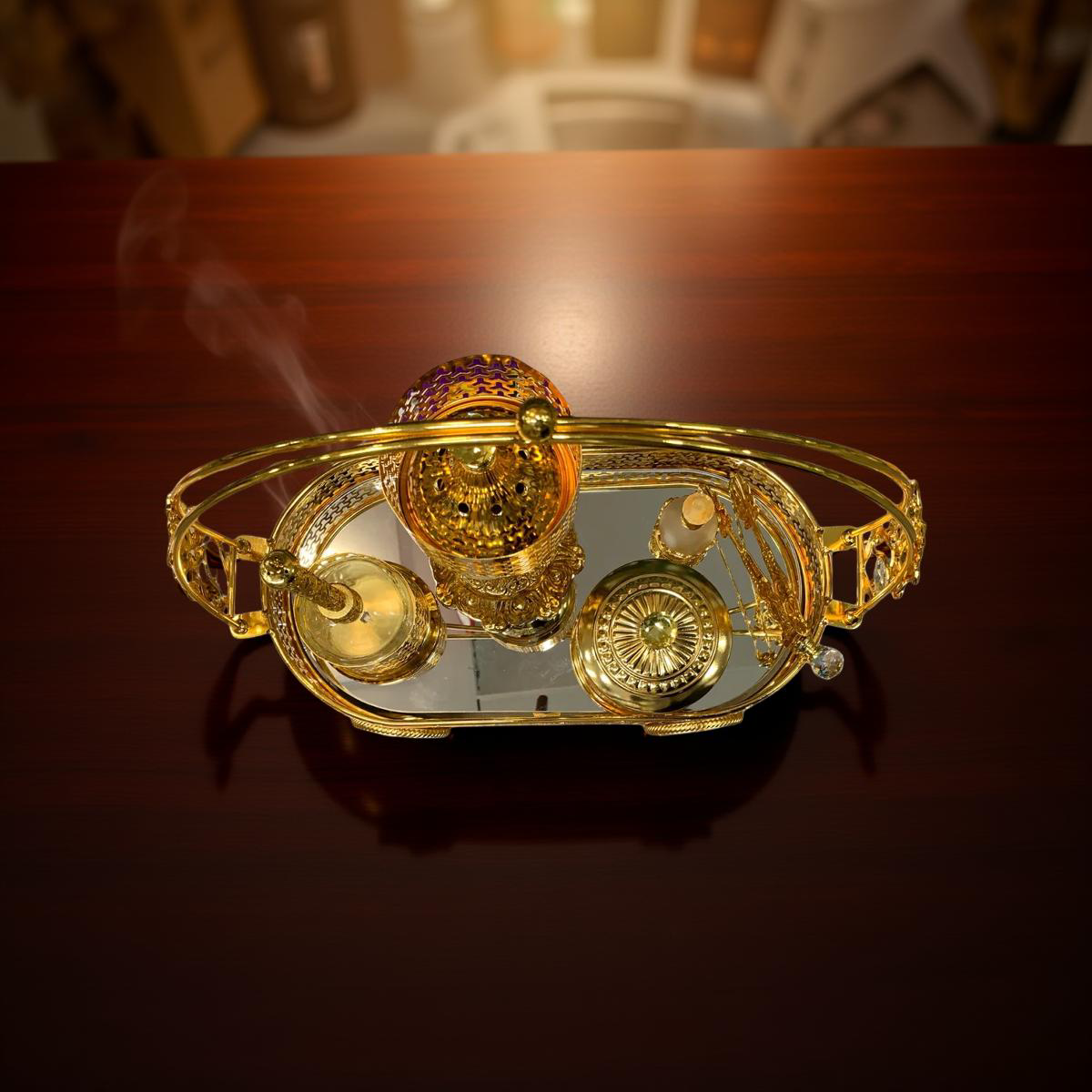 Luxus-Arabisches Deko-Set (Gold) – Serviertablett