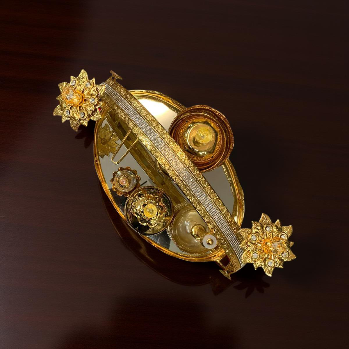 Luxus-Räucher- Duftset auf Spiegel-Tablett (Gold)