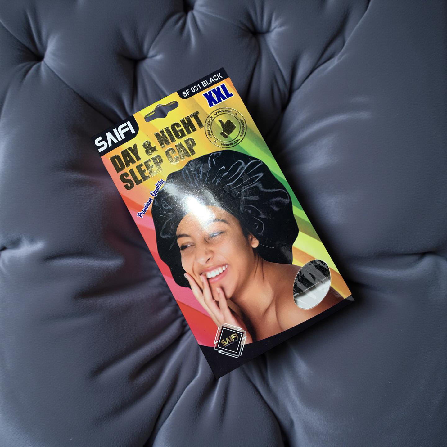 Satin-Schlafhaube (XXL) Schwarz