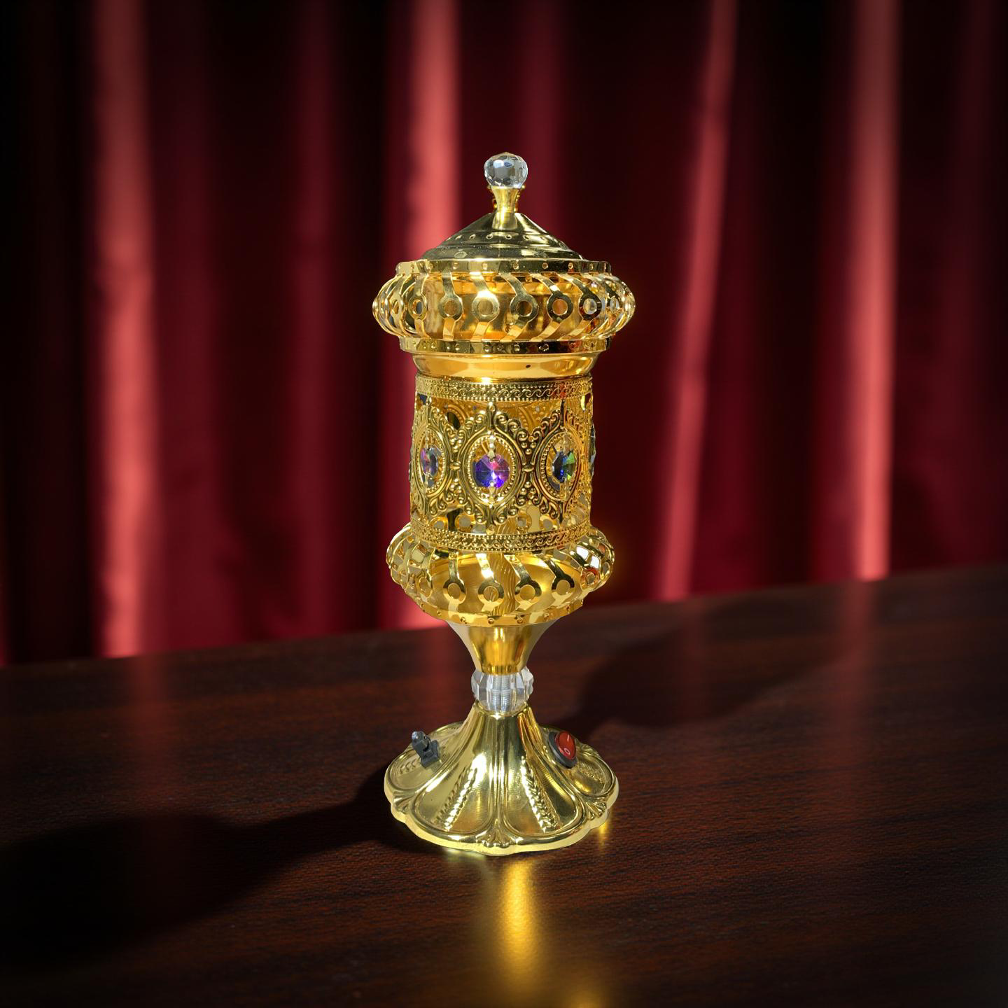 Elegante Elektrische Mabkhara – Gold & Kristall