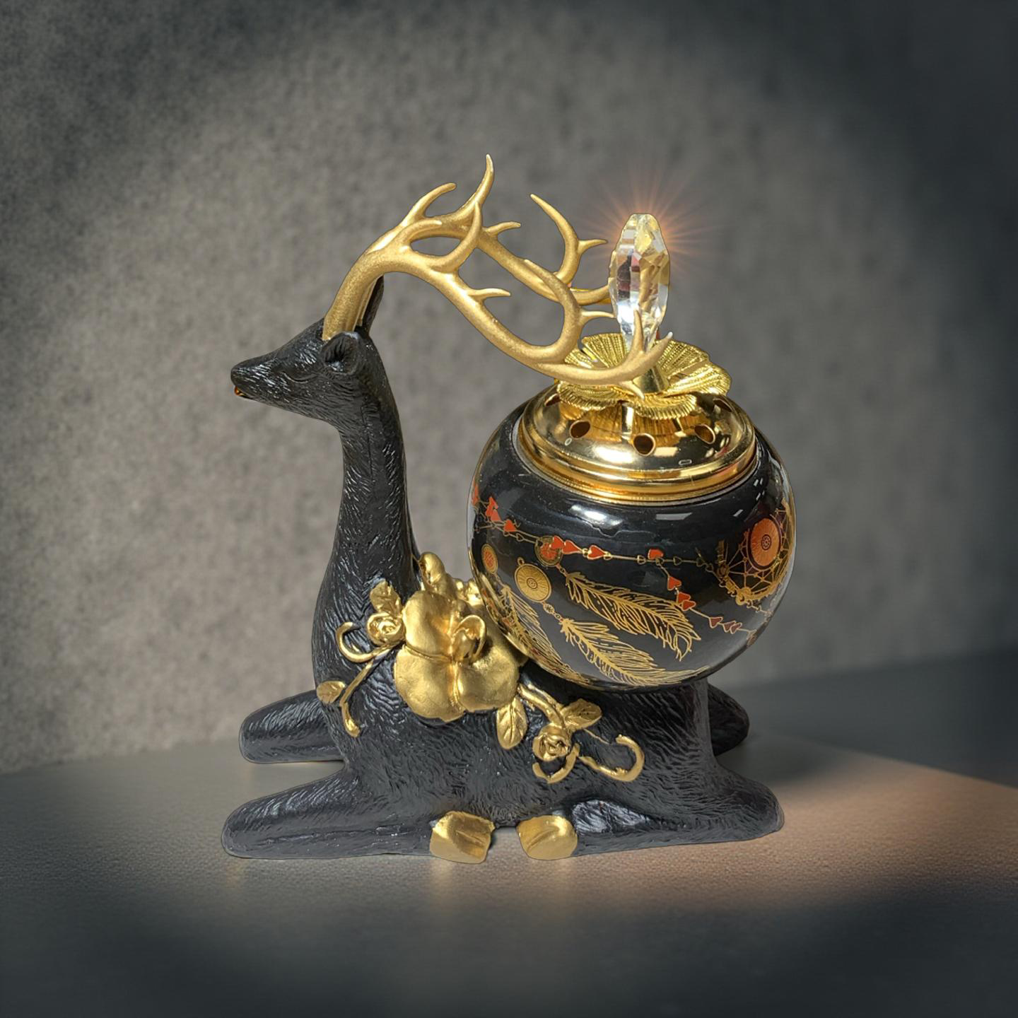 Luxus-Mabkhara mit Hirsch-Design (für Kohle & Bakhoor)