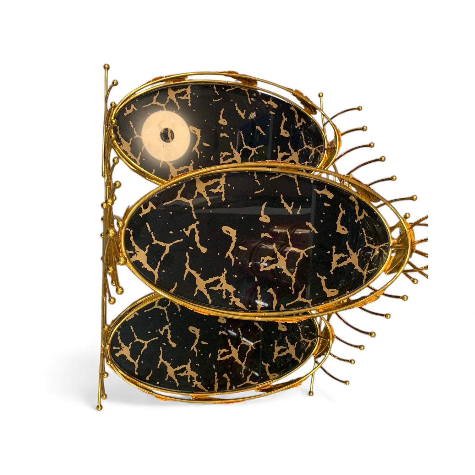 3-stufige Servier-Etagere / Dekoständer – Gold Schwarz-Marmoroptik